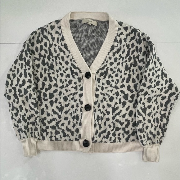 LOFT Black and Cream Leopard Print Sweater - Picture 1 of 10